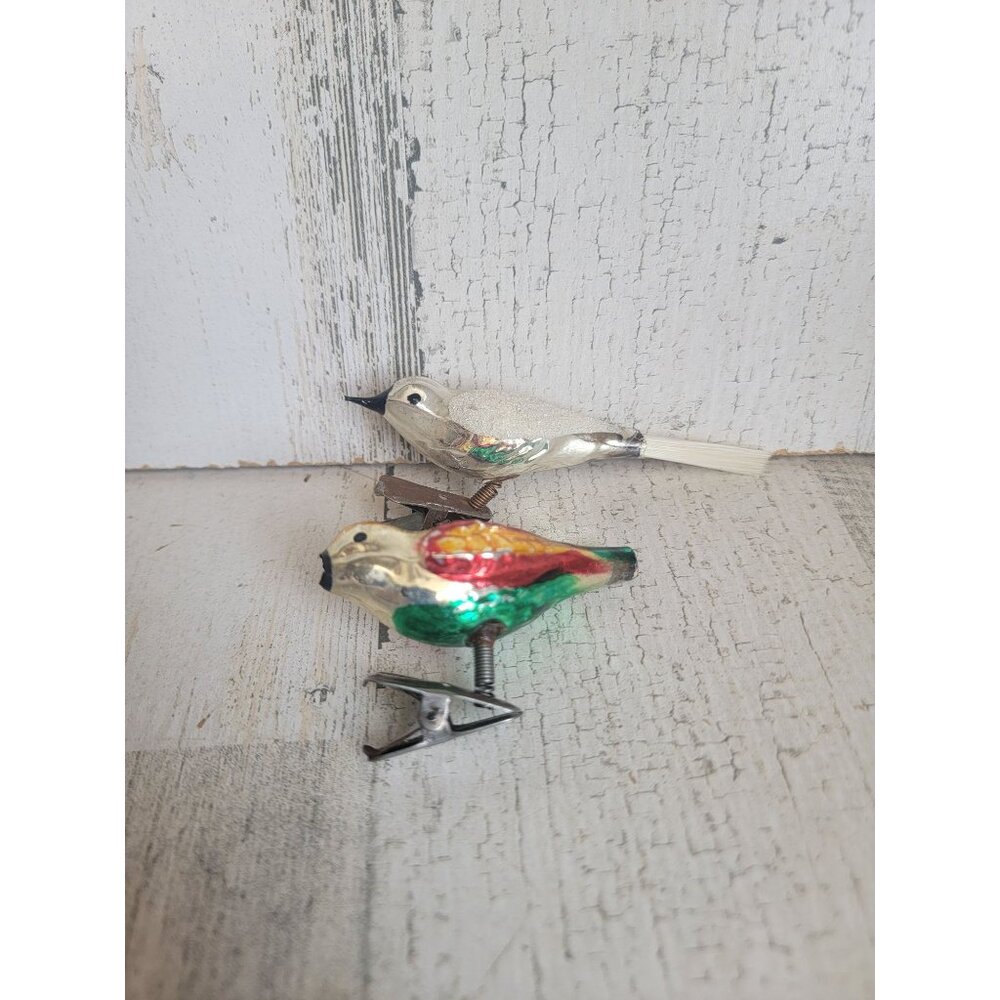 Hummingbird AS IS glass clip on rainbow silver ornament Xmas
